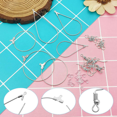 670Pcs Earring Making Kit with 120 Earring Beading Hoops Earring Finding Beading Hoop Earrings Bulk,150 Hooks,200 Jump Rings,200 Earring Backs for...