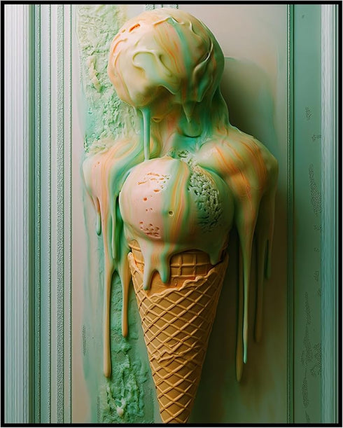 Posterizer 1 pcs-colorful melting ice cream-food and drink poster -2-Kitchen & Bar Art Gift for Men Women Teens Art for Cafe, Restaurant, Coffee ...