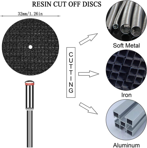 Cutting Wheels Set Rotary Tool Accessories, 10pcs Resin Cutting Off Wheels, 10psc Diamond Cutting Disc with Mandrels, 6pcs HSS Circular Saw Blades...