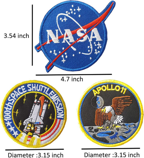 Lightbird NASA Patches 6 Pieces,Embroidered Iron. On/Sew On Space Patches,US Flag Patch (Iron on/Heat Transfer Backing) 1...