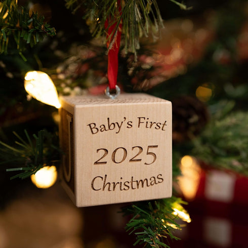 Palmetto Wood Shop - Baby’s First Christmas Ornament - Laser Engraved Baby Block, Baby Gifts, Personalized Christmas Ornament, Handcrafted in The ...