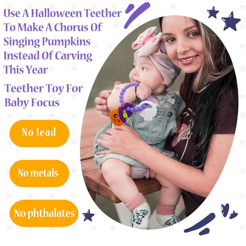 Big Spinach Pumpkin Teether Cute Ghouls Ring Teether and Blind Box Silicone Baby Teether,Girl or Boy Halloween Teether,Nightmare Before Christmas ...