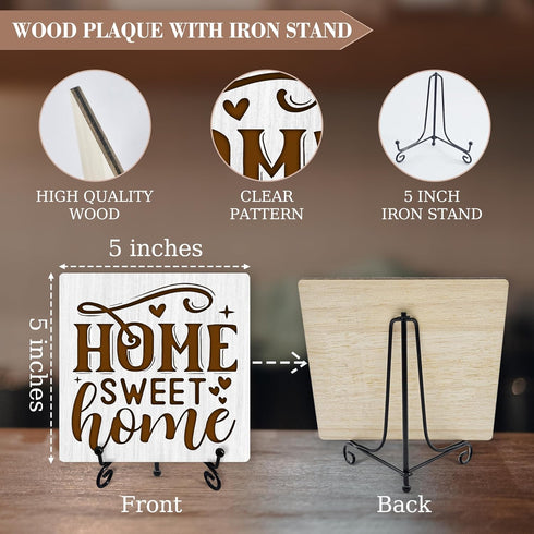Home Desk Decor, Home Sweet Home Sign With Iron Stand, Housewarming Gifts For Women Men Family New House Owner Neighbours, Rustic Farmhouse Home L...