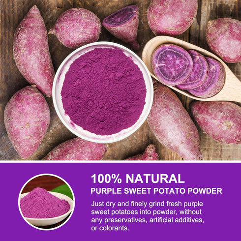 Orgnisulmte Original Purple Sweet Potato Powder 100% Pure Natural Premium Purple Yam Powder for Food Coloring No GMO Vegan Friendly 5.64Oz(160g)...