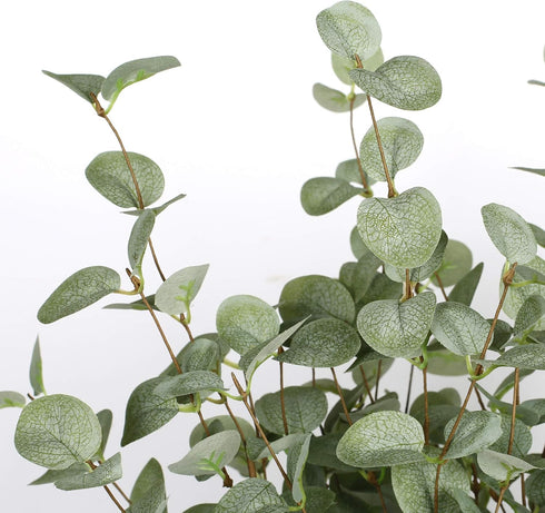 6 Pcs 27'' Eucalyptus Stems Greenery Stems Eucalyptus Leaf Spray in Green Silk Plastic Plants Floral Artificial Plants for Home Party Wedding Deco...