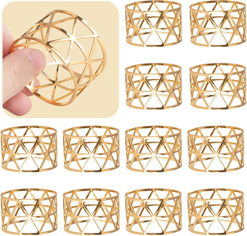 12PCS – Napkin Rings, Gold Napkin Rings Set of 12, Holiday Napkin Holders for Dining, Anniversary, Birthday, Romantic Candlelight Dinner, Holiday,...