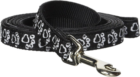 Hamilton Pet & Equine Hamilton Single Thick Dog Leash with Chalk Paws Patterned Ribbon Overlay, 5/8" x 6'...