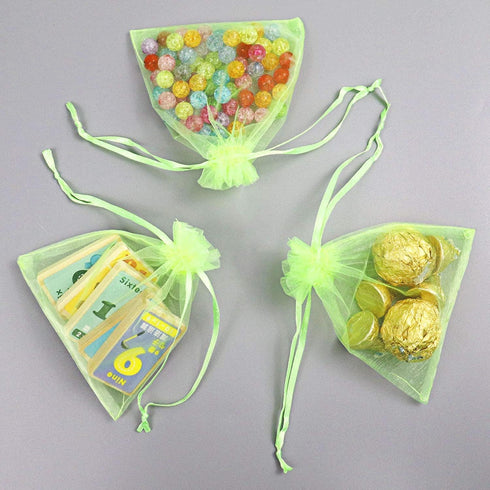 100Pcs Organza Bags, 4x6 Inch Sheer Drawstring Gift Bags, Light Green Organza Jewelry Pouches, Wedding Party Favor Pouches, Jewelry, Cosmic Busine...