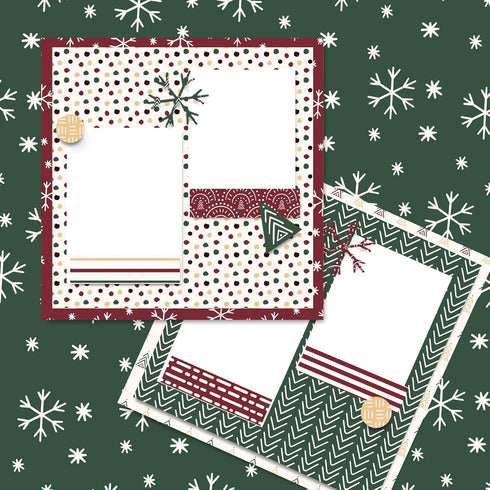 Whaline 24Pcs Boho Christmas Pattern Paper Red Green Scrapbook Specialty Paper Christmas Tree Snowflake Double Sided Craft Paper For DIY Card Maki...