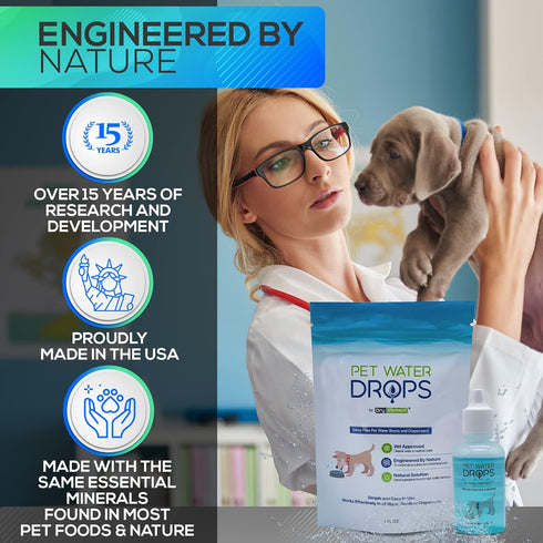 Pet Water Drops - Dog and Cat Water Additive for Dental and Oral Care - Prevents Pets Water Bowl and Dispenser Fountain Slime - for Fresh Breath a...