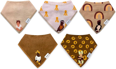 Brown Baby Bandana Bibs For Girls 5-Pack 100% Organic Cotton Drooling Teething Newborn 0-6 months Infant 6-18 months Toddler 18-36 month...