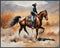 Posterizer 1 pcs- Cowboy dressed in blue riding a brown horse-Art for Animal Lovers- Gift for Men Women Entrepreneur Teens-Decor for Home & Office...
