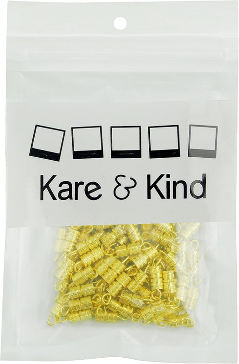 Clasps - 100 Pieces 4 x 15 mm - Barrel Screw Type Clasp - Perfect for Jewerly Making - with Kare & Kind® Retail Packaging (Gold)...