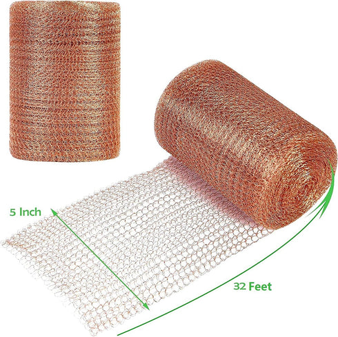 Wanqueen Copper Mesh Roll for Mice Rat Rodent Repellent, Sturdy 5’’ * 32Ft Copper Wool Mouse Trap for Bat Snail Bird Control with Packing Tool...