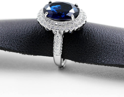Uloveido Adjustable Platinum Plated Crystal Rings, Big Oval Cubic Zirconia Ring, Solitaire Split Shank Rings Birthstone Jewelry Gifts Y927...