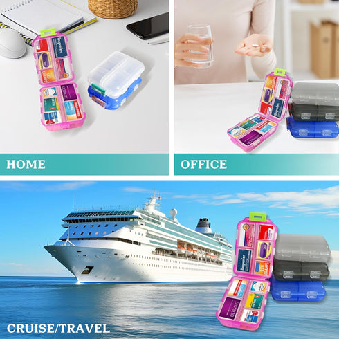Large Pill Organizer with Medicine Labels Travel Daily Pill Container Mini Medication Organizer Storage Pill Organizer Pill Case 7 Day Pill Organi...