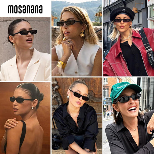 mosanana Elongated Narrow Cat Eye Sunglasses for Women MS52357...