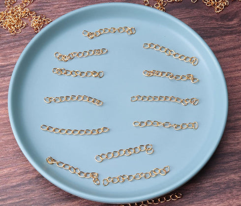 60 Pcs Necklace Extension Chain Metal Silver Gold Twist Removable Tail Extender Chains for Jewelry Making Bracelet Anklet Keychain DIY Kit (Gold, ...