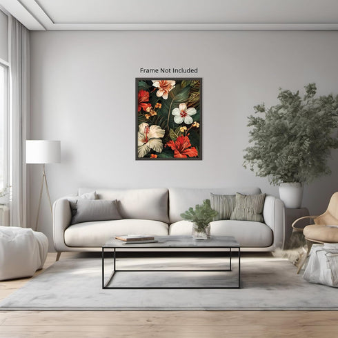 Posterizer 1 pcs-dainty unique white and orange flowers-Floral & Botanical Art-Abstract & Modern Art-Decor for Home & Office- UNFRAMED Wall Art...