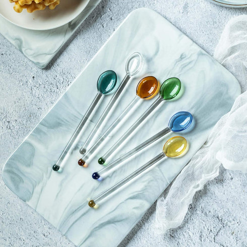 9 Pieces Glass Spoons, Clear Coffee Spoon, 5.8 Inches Stirring Rod Mixing Spoon Bar Swizzle Stick for Salt Sugar Tea Cocktail Milkshake Cold Drink...
