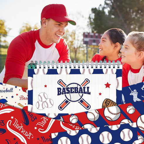 Baseball Theme Scrapbook Paper 12 Inches Double-Sided Pattern Material Decorative Craft Cardstock Paper Folded Flat for Card Making Junk Journal P...