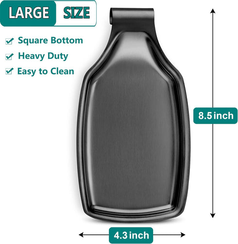 LIANYU Black Spoon Rest for Kitchen Counter, Stainless Steel Spoon Holder for Stove Top, Spatula Spoon Ladle Utensil Holder with Square Bottom, He...