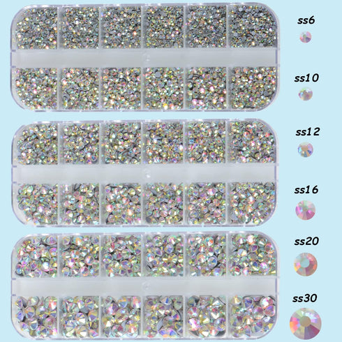 Massive Beads 6500pcs+ Flatback Glass Hotfix Iron On Rhinestones Crystal for DIY Making with 1 Tweezer & 1 Picking Pen for Shoes, Clothes, Face Ar...