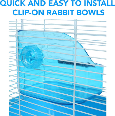 (2 Pack) 5" x 3 3/4" x 4" CalPalmy Food and Water Bowl for Rabbit, Chinchilla, Guinea Pig - The Best Tip-Proof, Clip-On Food Dishes for Rabbits an...