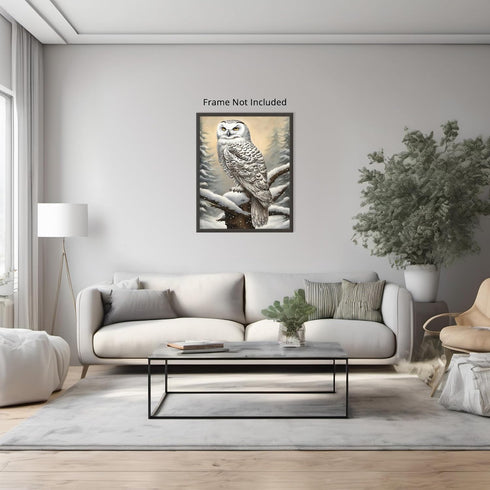 Posterizer 1 pcs-snowy winter scene of a white owl-oil painting style 9-Art for Animal Lovers-Landscape & Nature Art-Decor for Home & Office- unfr...