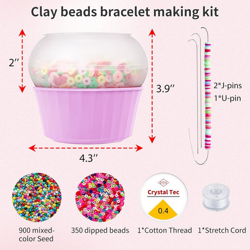 SUNFATT Clay Beads Bracelet Making Kit,Bead Spinner with 1250 PCS Mixed Color Beads Set for DIY Jewelry Making,Bracelets and Necklaces,Adjustable ...