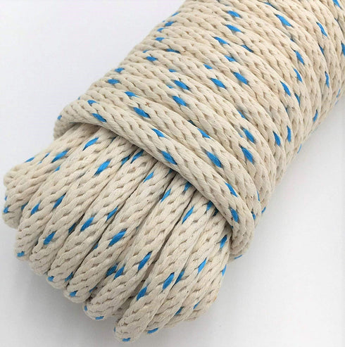 GREAT WHITE BLUTRACE® SASH Cord #10 Made in USA, 5/16" x 100ft. Hank, Cotton Tie Down Camping, Clothesline, Rigging, Crafts, Theatre, Window Repla...