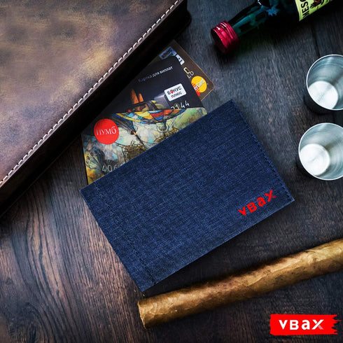 Microfiber Waterproof RFID Slim Bifold Wallet for Men - Minimalist Front Pocket Card Holder Holds up to 10 Cards and Cash, Denim Blue...