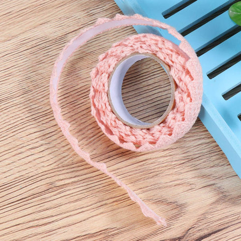 HEALLILY Washi Tape Lace Pattern Self-Adhesive Tape Masking Tape DIY Scrapbooking Lace Tape Sticker 2pcs (Pink)...