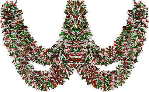 Metallic Tinsel Twist Garland - Shiny Christmas Tree Hanging Decorations for Indoor & Outdoor Use (Red, Green & White)...
