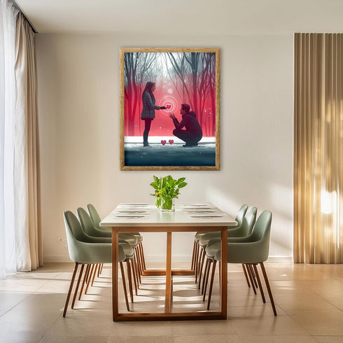 Posterizer 1 pcs-Valentine's Day proposal in a snowy park cute poster -1-Romantic Art-Holiday Poster Collection-Gift for Couples boyfriend girlfri...