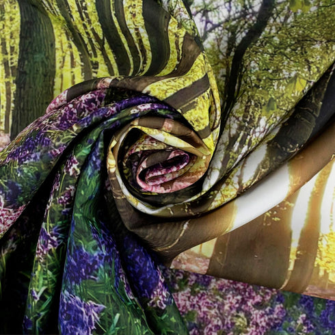 HVEST Forest Sunshine Tapestry Wall Hanging Spring Purple Lavender Morning Sunlight Through Green Trees Tapestry Nature Landscape Tapestry for Liv...
