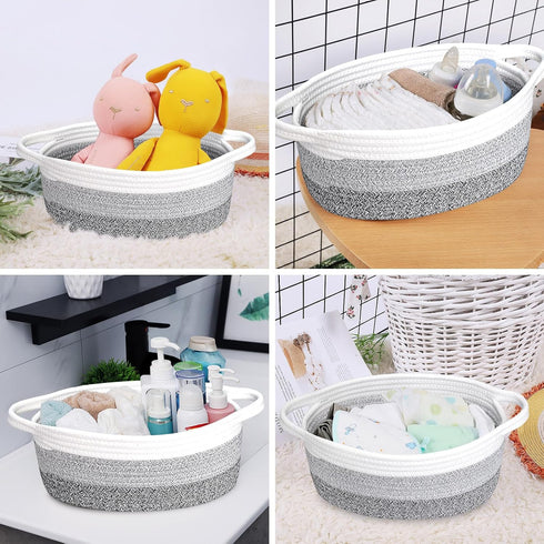 ABenkle Small Woven Basket, 12"x 8" x 5" Cute Small Basket, Rope Room Shelf Storage Basket, Cat Dog Toys Basket Chest Box, Empty Decorative Gift B...