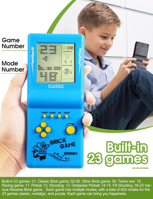 3.5-inch Large Screen Retro Brick Game Console for The 80s/90s Building Block Game Racing/Tank Game Built-in 23 Classic Games Nostalgic Puzzle Chi...