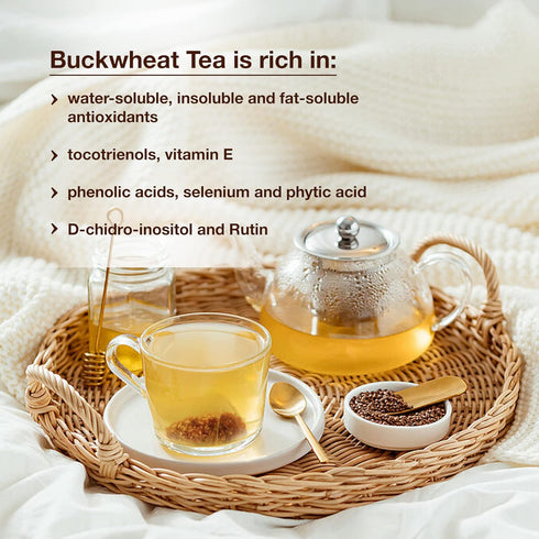 Himalayan Buckwheat Tea - 30 Corn Silk Pyramid Teabags 6 grams each | Roasted Tartary Soba Caffeine Free Tea | Premium Grade, All natural...
