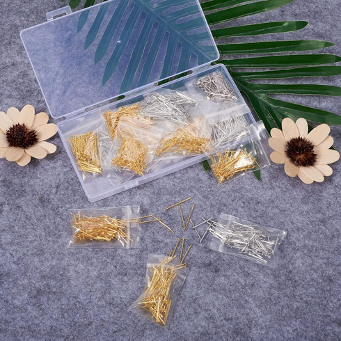 Pandahall 1600Pcs/Box Brass Ball Head Pins & Iron Flat Head Pins Set Golden & Platinum Eye Pins for Beading Jewelry Making...
