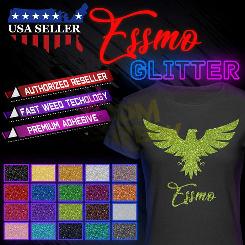 ESSMO Gray Glitter Heat Transfer Vinyl HTV Sheet T-Shirt 20" Wide Iron On Heat Press 20"x12"...