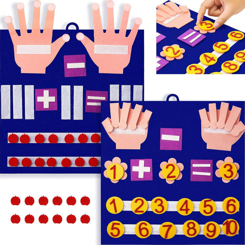 2 Handmade Felt Finger Toy Set Felt Math Toys Number Learning Counting Finger Boards Kindergarten Math Games Early Learning Toys Addition Subtract...