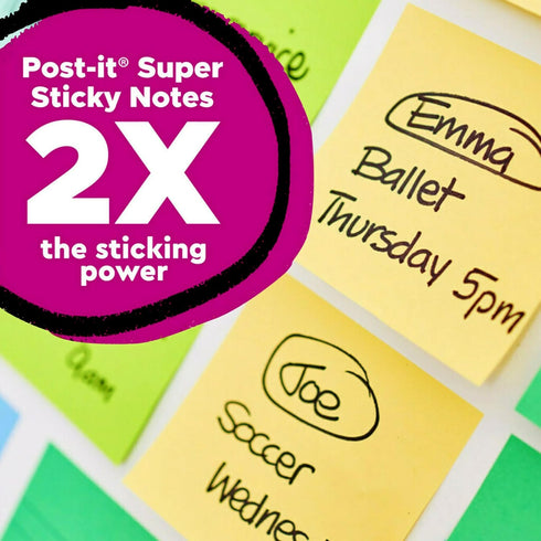 Post-it 100% Recycled Paper Super Sticky Notes, 2X The Sticking Power, 3x3 in, 5 Pads, 70 Sheets/Pad, Canary Yellow(654R-5SSCY)...
