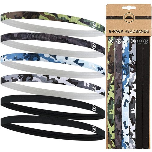 Tough Headwear Thin Elastic Headbands for Men - Sports Hair Head Band for Women & Men - Non Slip Mens Workout Headband - Running or Soccer Headban...