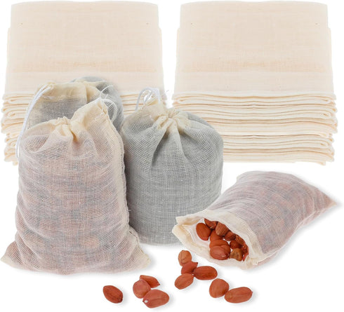 32Pcs Spice Bags for Cooking, 3.15 X 4inch Empty Tea Bags Reusable Tea Bags, Muslin Bags with Drawstring, Tea Filter Bags Cheesecloth Bags for Hom...