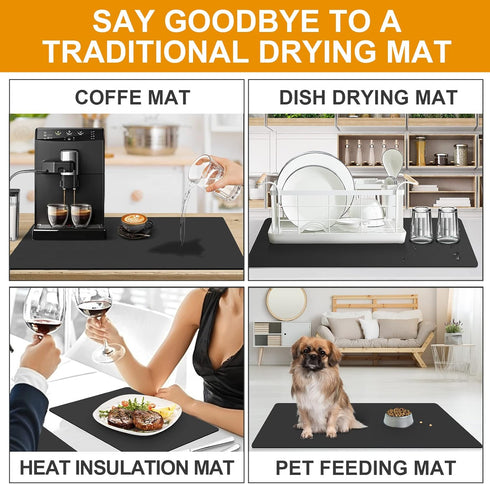 Dish Drying Mats for Kitchen Counter Coffee Mat Under Sink Mats for Kitchen Waterproof Dish Mat Drying Kitchen Mat Bar Mats for Countertop Coffee ...