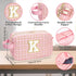 Initial Makeup Bag 3 Pieces Cute Make up Pouch Set -Pink Portable Makeup Brush Bag Travel Cosmetic Bag Multifunction Organizer Bag Monogram Person...