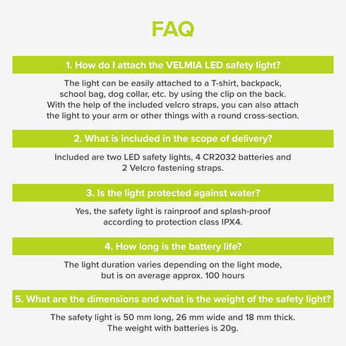 VELMIA Running Light for Runners (2 Pack) for Maximum Safety Through Visibility I Clip On Strobe Reflective Running Gear for Runners, Dogs, Bike, ...