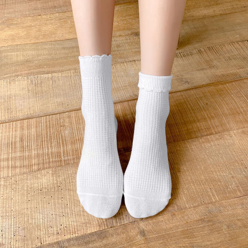 Mcool Mary Women's Crew Socks,Casual Cute Ankle Socks Breathable Cotton Knit White Frilly Socks for Women 6 Pack...