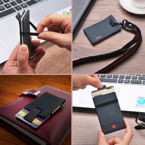 RFID Minimalist Slim Wallet for Men and Women, Holds Up to 12 Cards, Cash, Key Thin and Lightweight Credit Card Holder, Grey Ballistic Nylon...